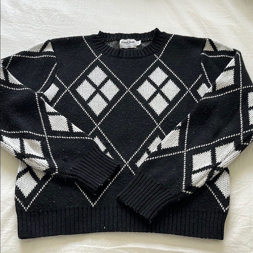 Black and White Argyle Sweater